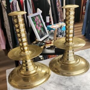 Vintage Virgina Metalcrafters Solid Brass Candlesticks
